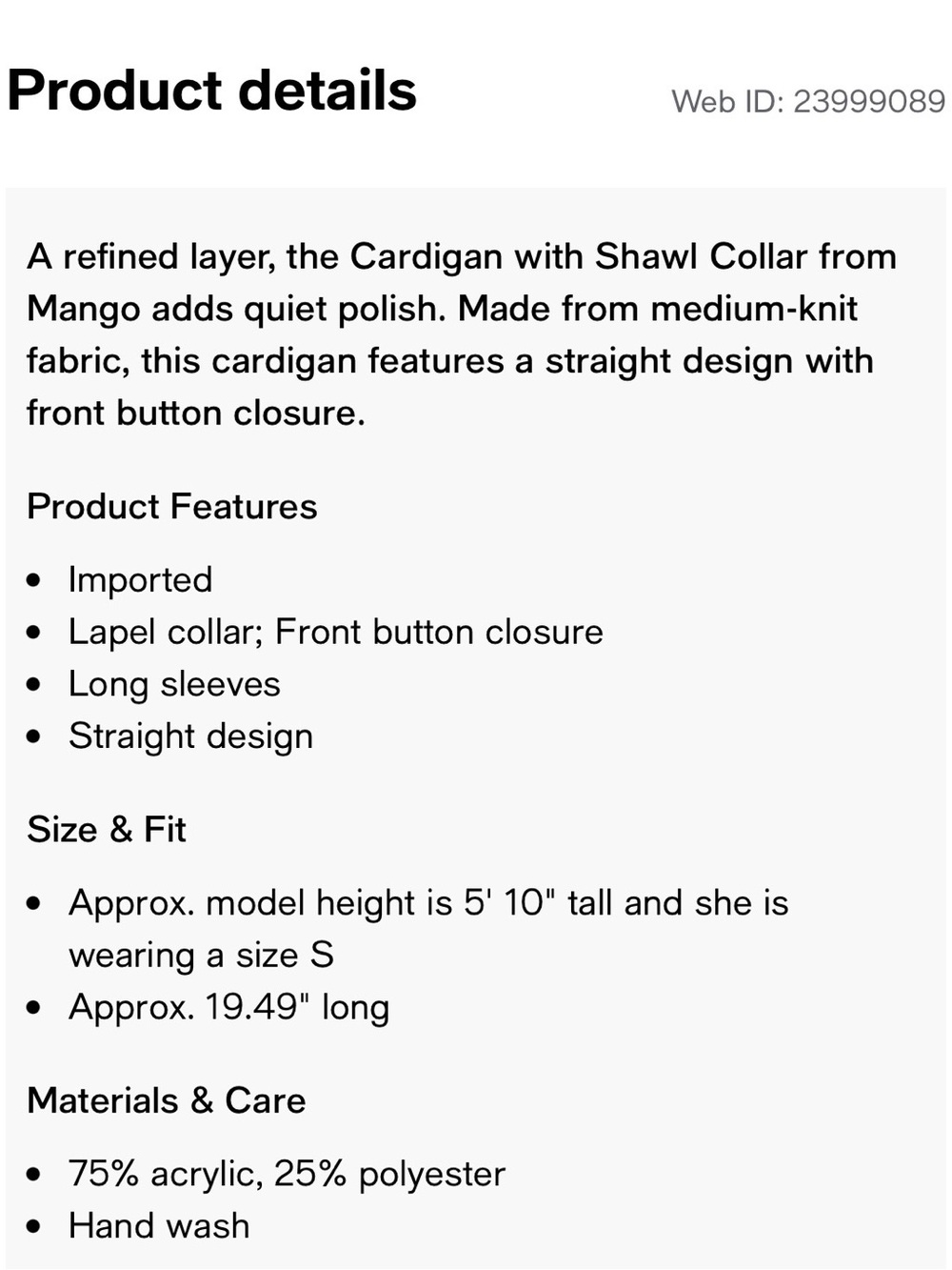 Mango Light Gray Ribbed Button Cardigan - Picture 5 of 5